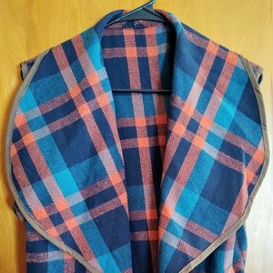 Women's open front plaid vest
